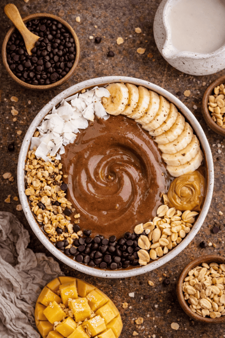 Chocolate Peanut Butter Smoothie Bowl (Rich, Creamy & Dessert-Like)