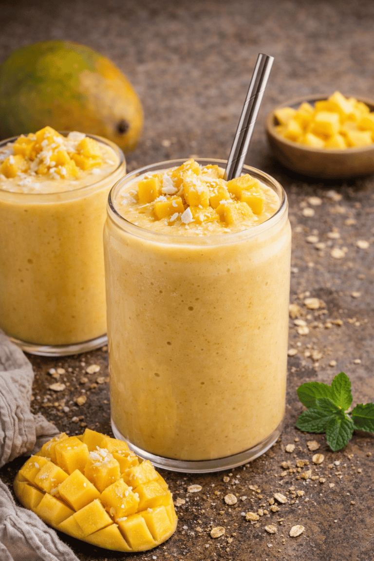 4 Ingredients Mango Smoothie (Creamy, Bright & Naturally Sweet)
