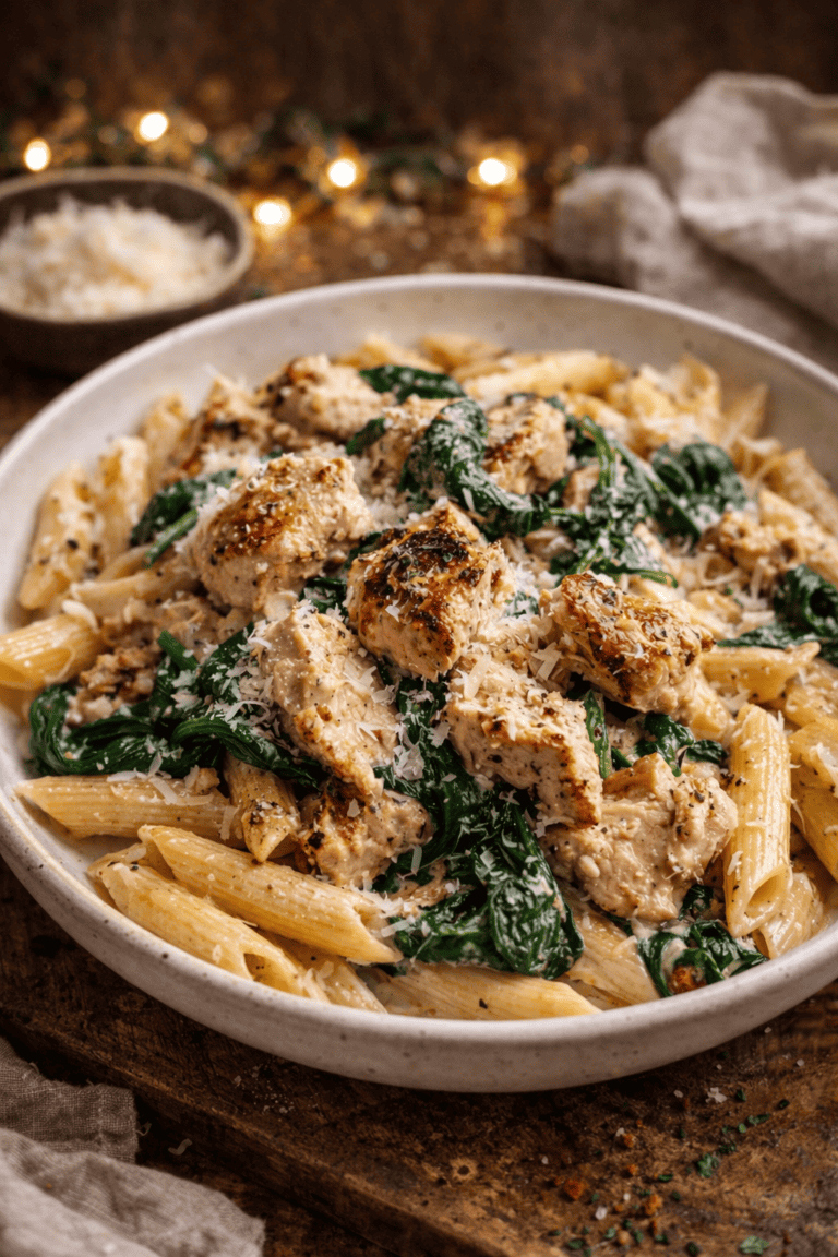 High-Protein Garlic Chicken Pasta (Creamy, Satisfying & Ready in 30 Minutes)