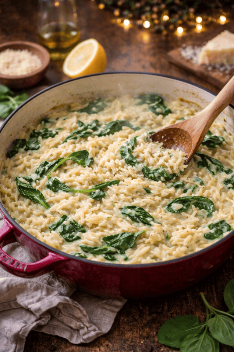 One-Pot Spinach Orzo with Parmesan (Creamy, Comforting & Easy)